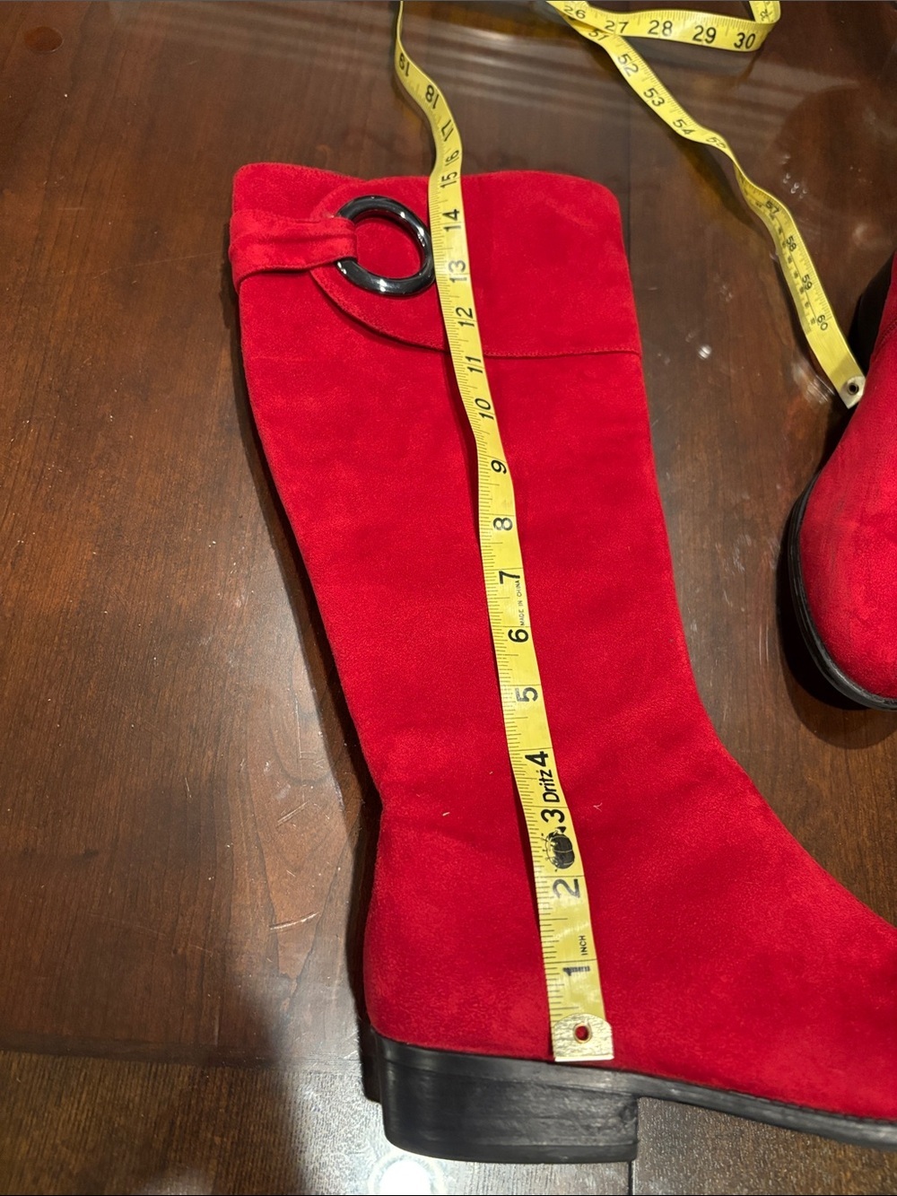 Impo Red Suede Knee high Boots with Ring Accent - Picture 11 of 12